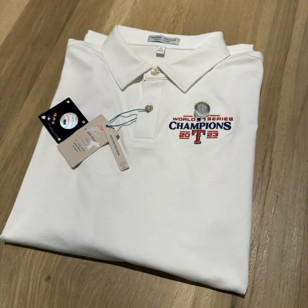 Peter Millar Texas Rangers 2023 World Series Champions Polo NWT YOUTH XL